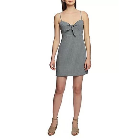 1. State Womens Tie Front Slip Dress Size 4 Black White Plaid Side Zip NWT - Picture 1 of 8